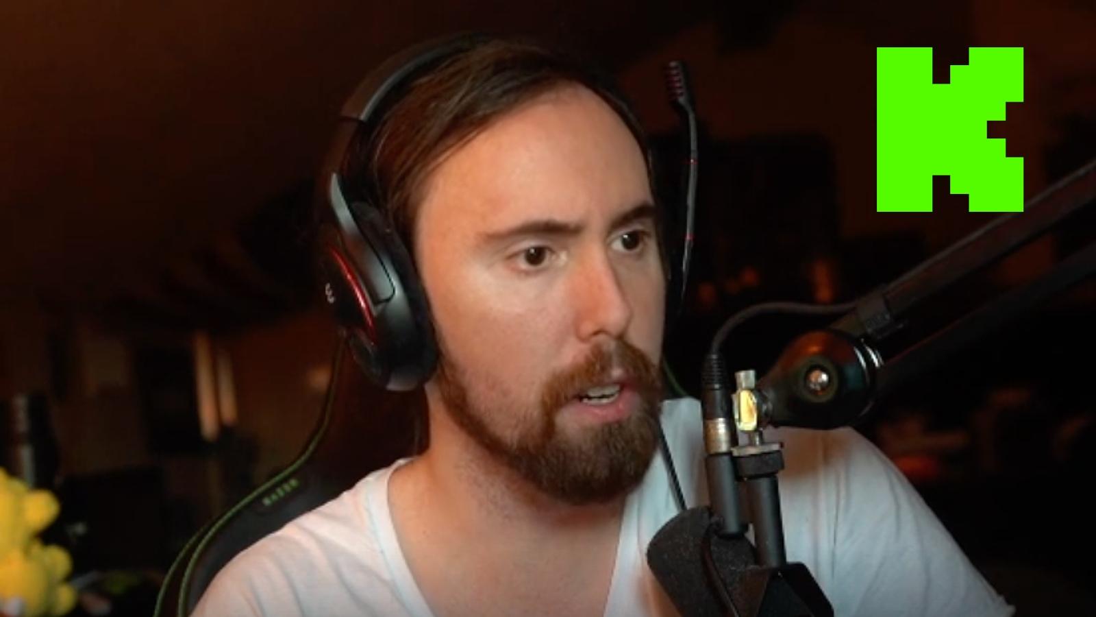 Asmongold in Twitch stream with Kick logo in corner