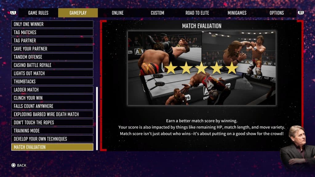 AEW Fight Forever star rating system