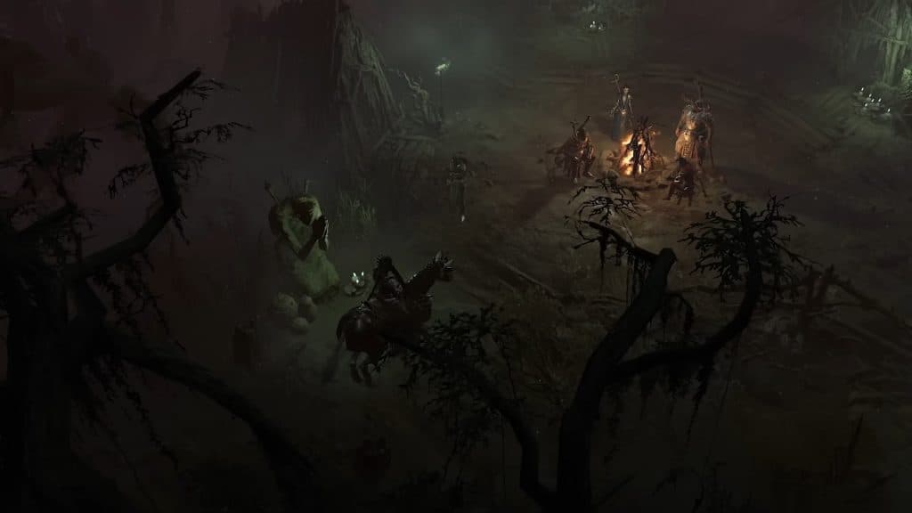 A screenshot of a player using a mount in Diablo 4