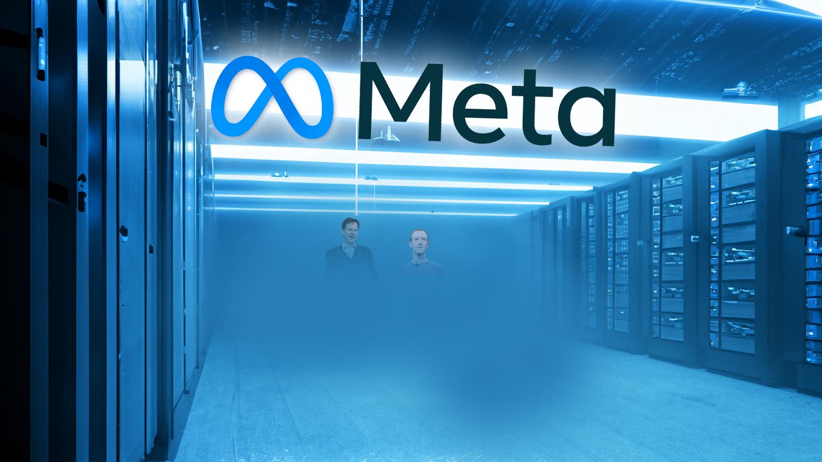 meta logo in an ai generated server room
