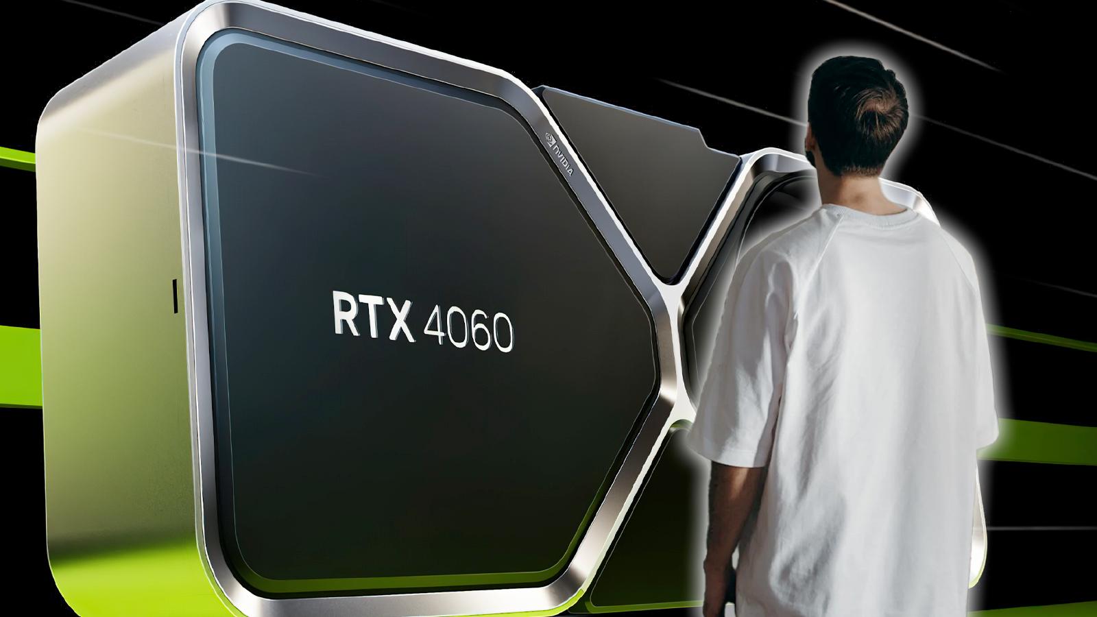 a single man stood in front of an rtx 4060
