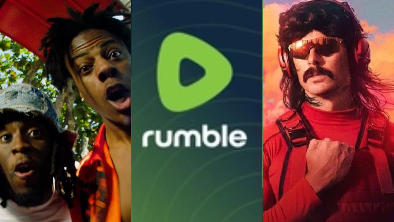 kai cenat, ishowspeed and dr disrespect with rumble logo
