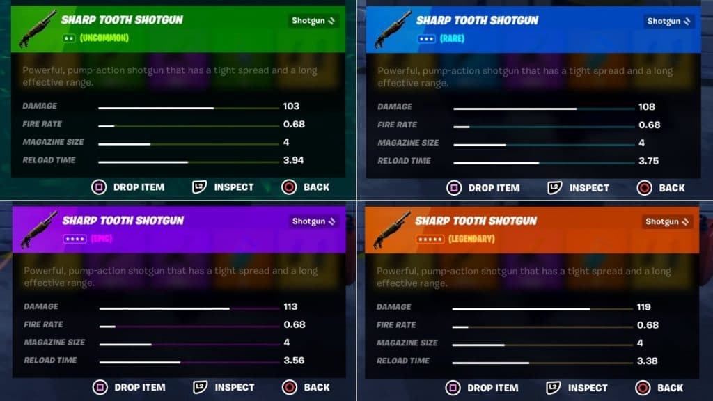 Weapon Stats for Sharp Tooth Shotgun in Fortnite
