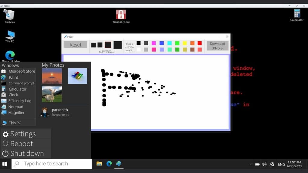 Paint in Roblox Windows 10