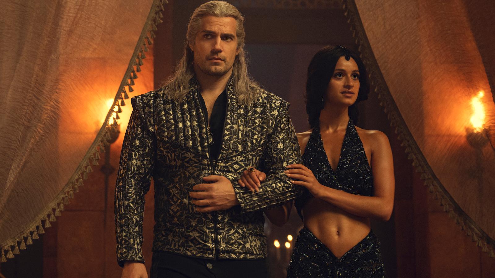 Henry Cavill as Geralt and Anya Chalotra as Yennefer in The Witcher Season 3