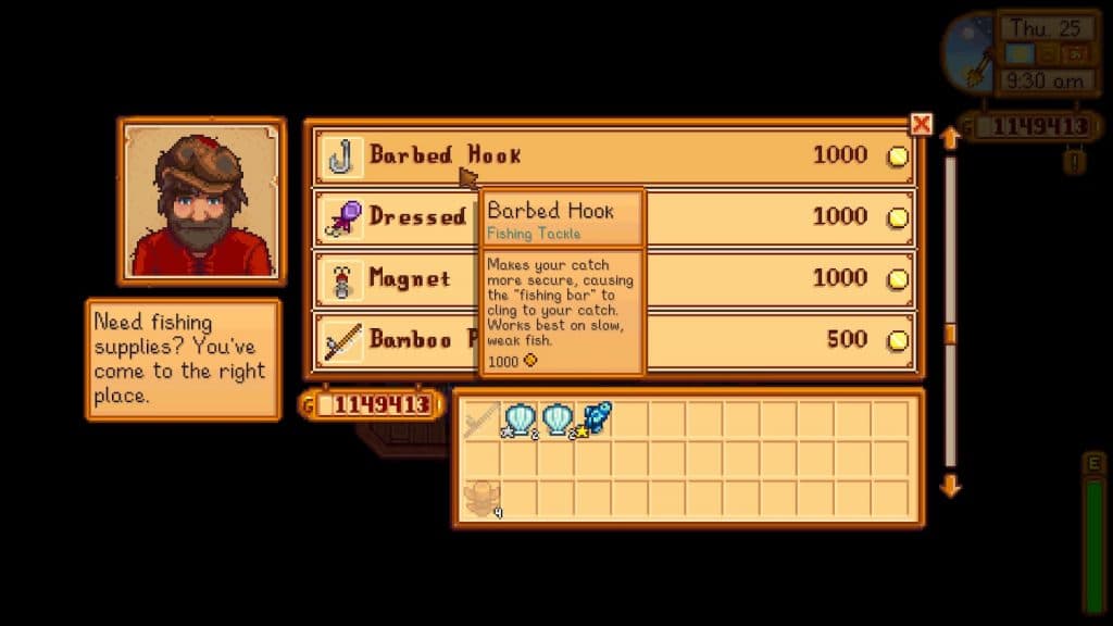 All Stardew Valley fishing tackle and types of bait explained