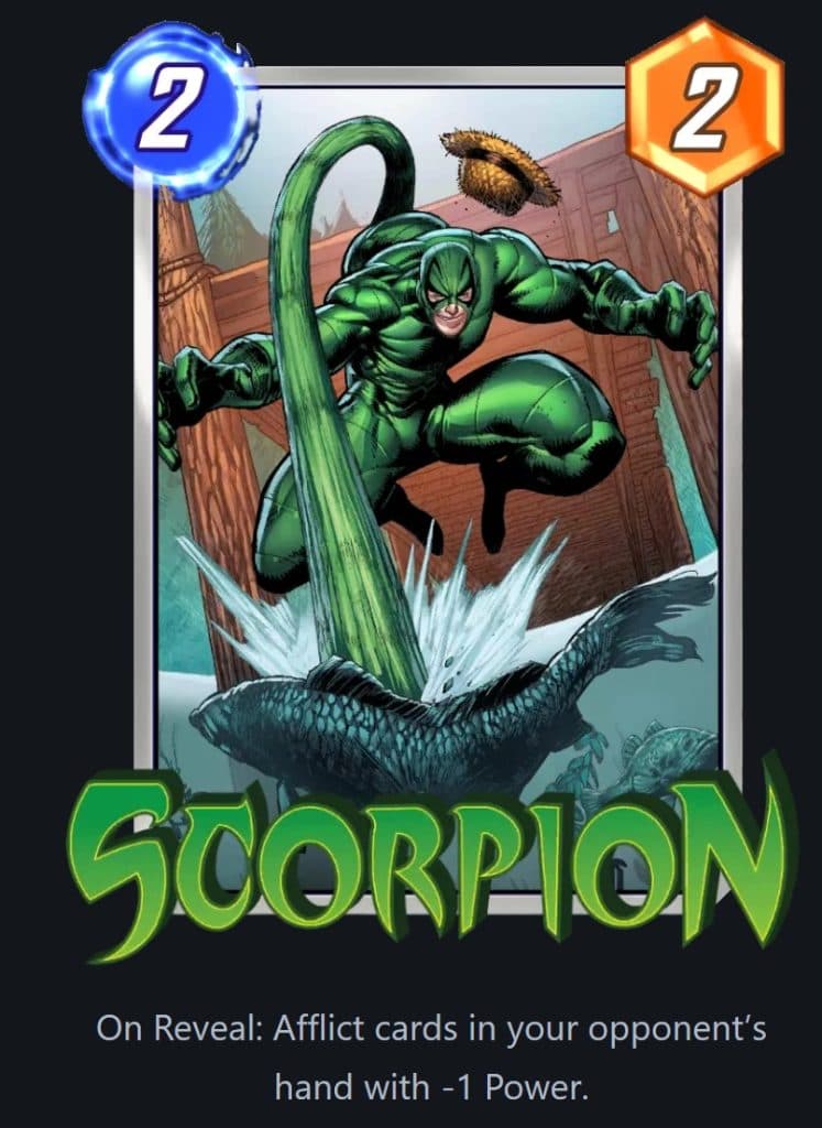 Scorpion card in Marvel Snap