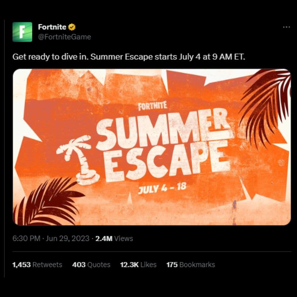 Fortnite Summer Escape Start Date