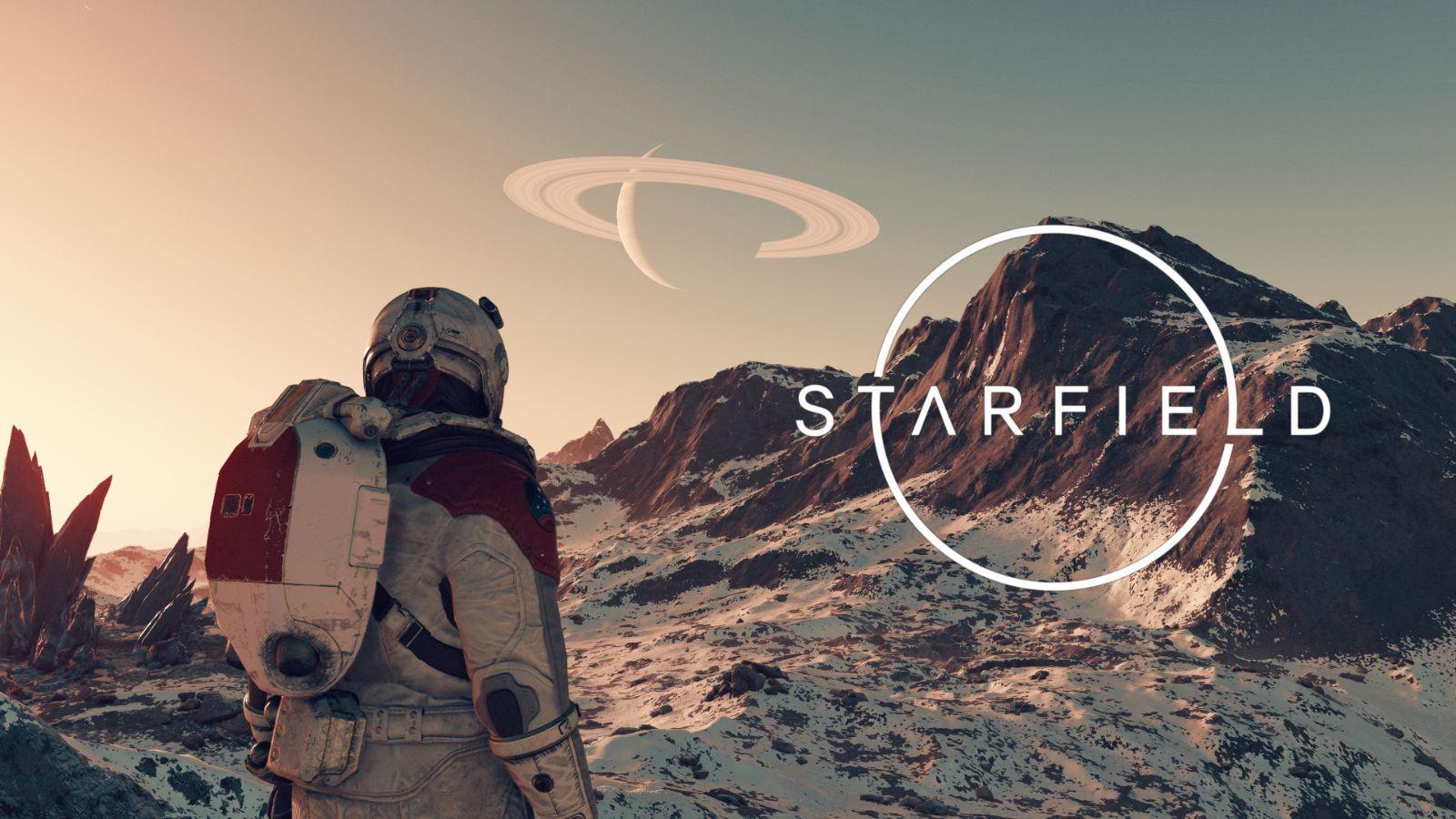 Character around mountains in Starfield