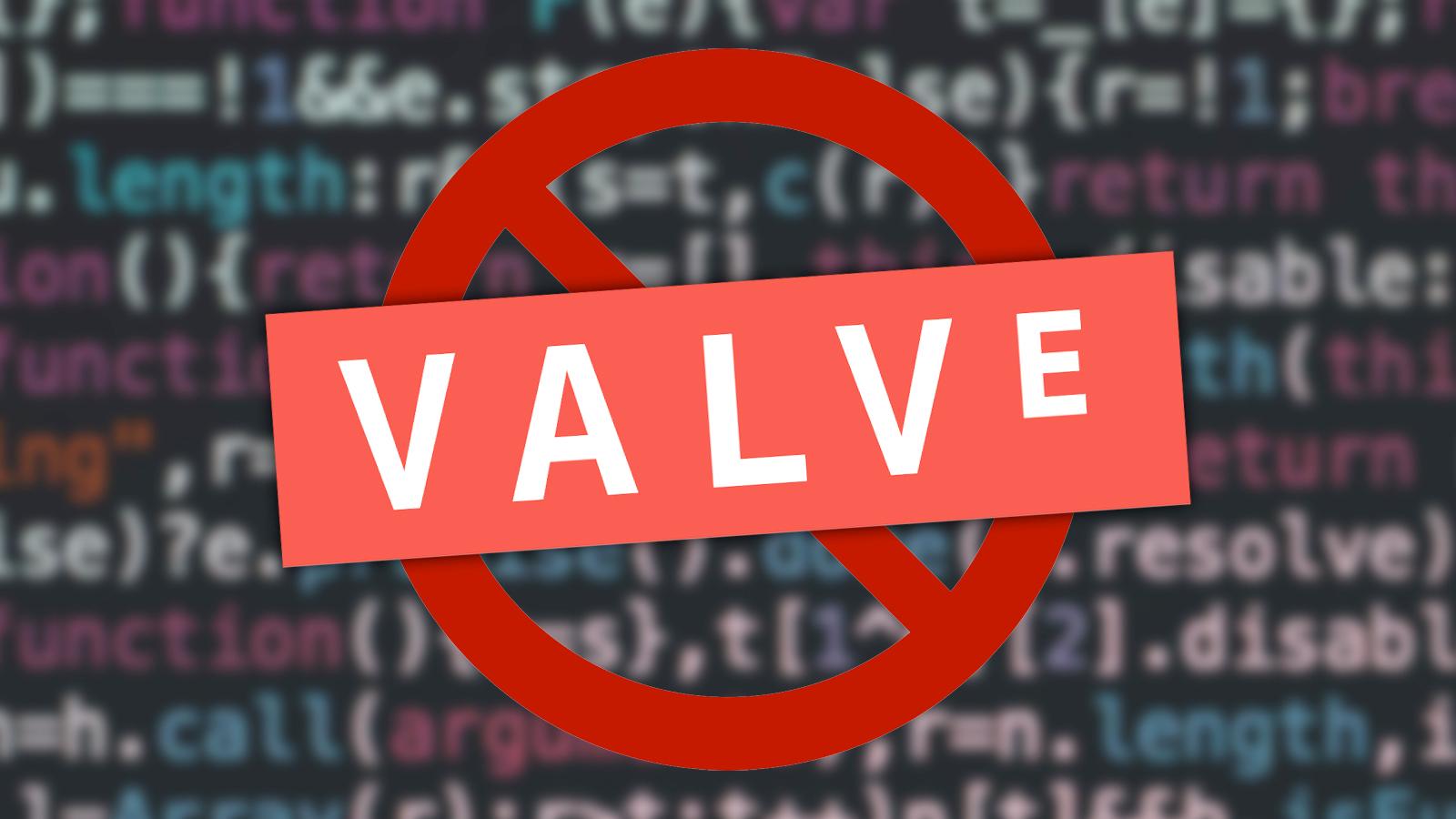 valve logo with code behind and no entry sign