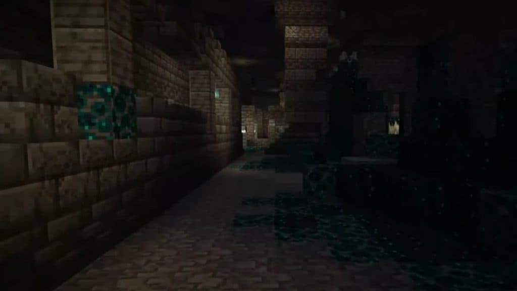 An image of an Ancient City in Minecraft.