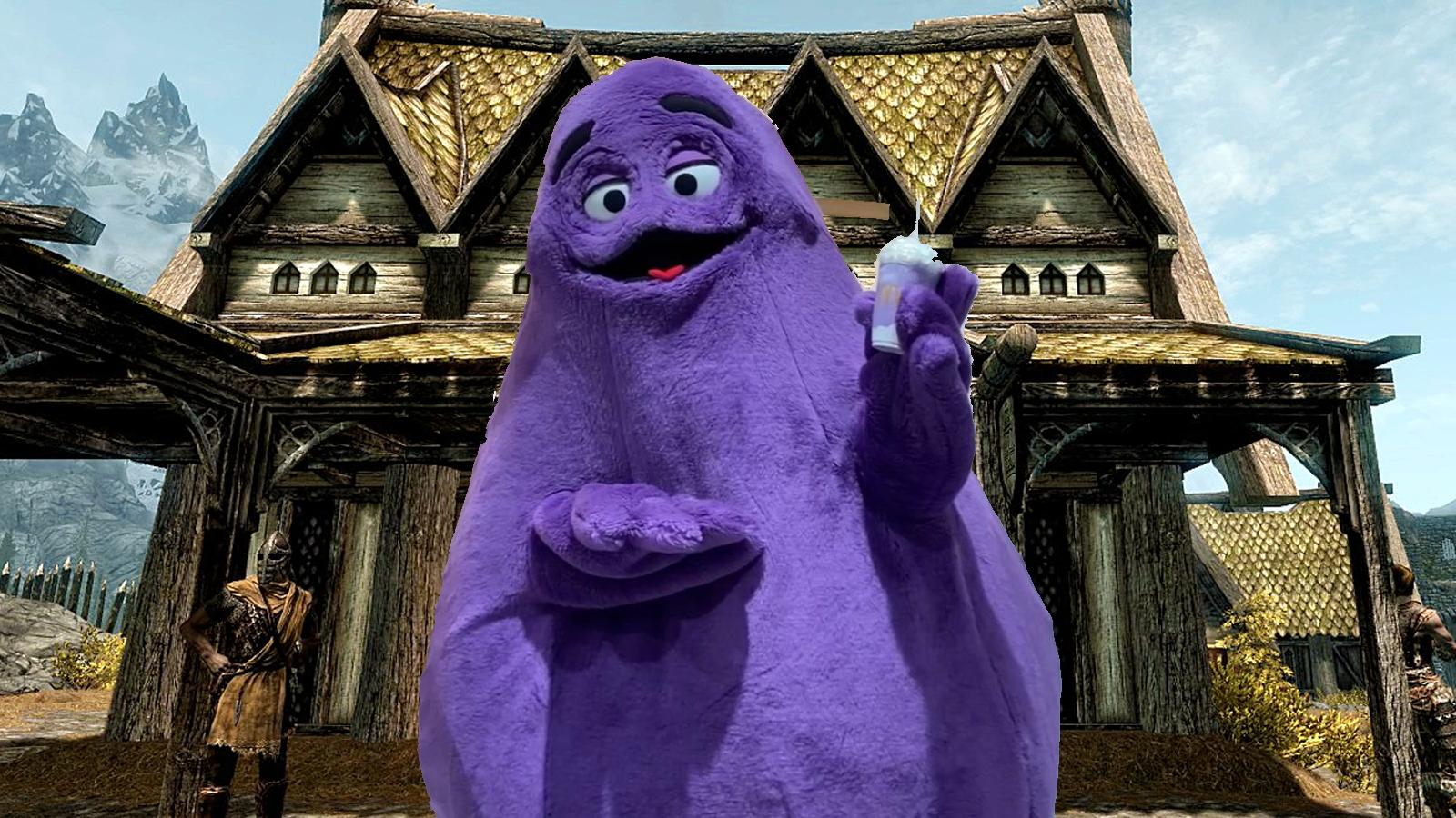 Grimace’s takeover continues as Skyrim mod introduces the purple shake