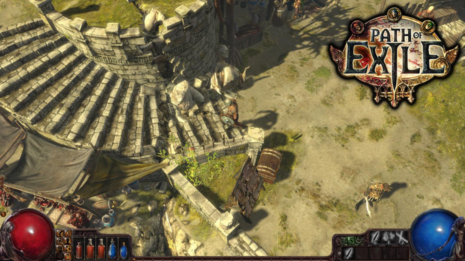 an image of a character in Path of Exile with the game's logo on top right