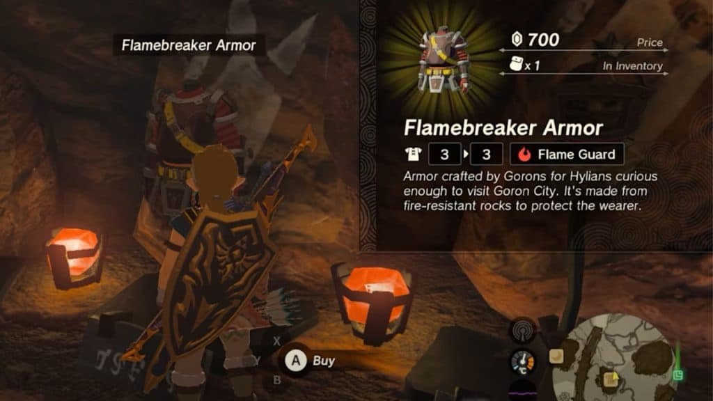 Link buying the Flamebreaker Armor