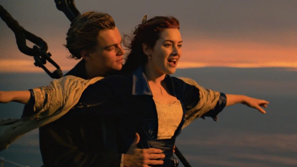 Kate Winslet as Rose DeWitt Bukater and Leonardo DiCaprio as Jack Dawson in Titanic