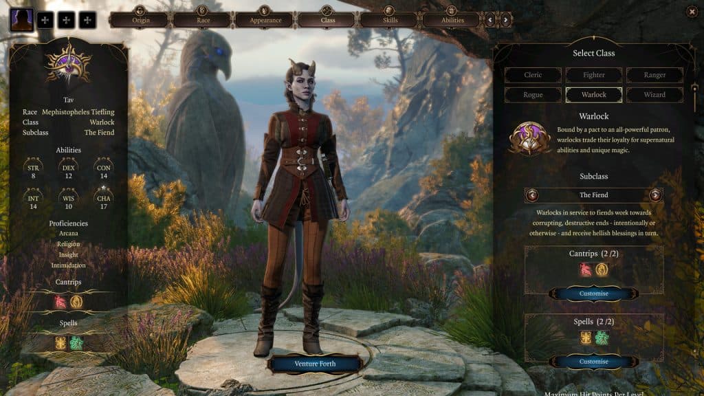 A screenshot of character select screen in Baldur's Gate 3