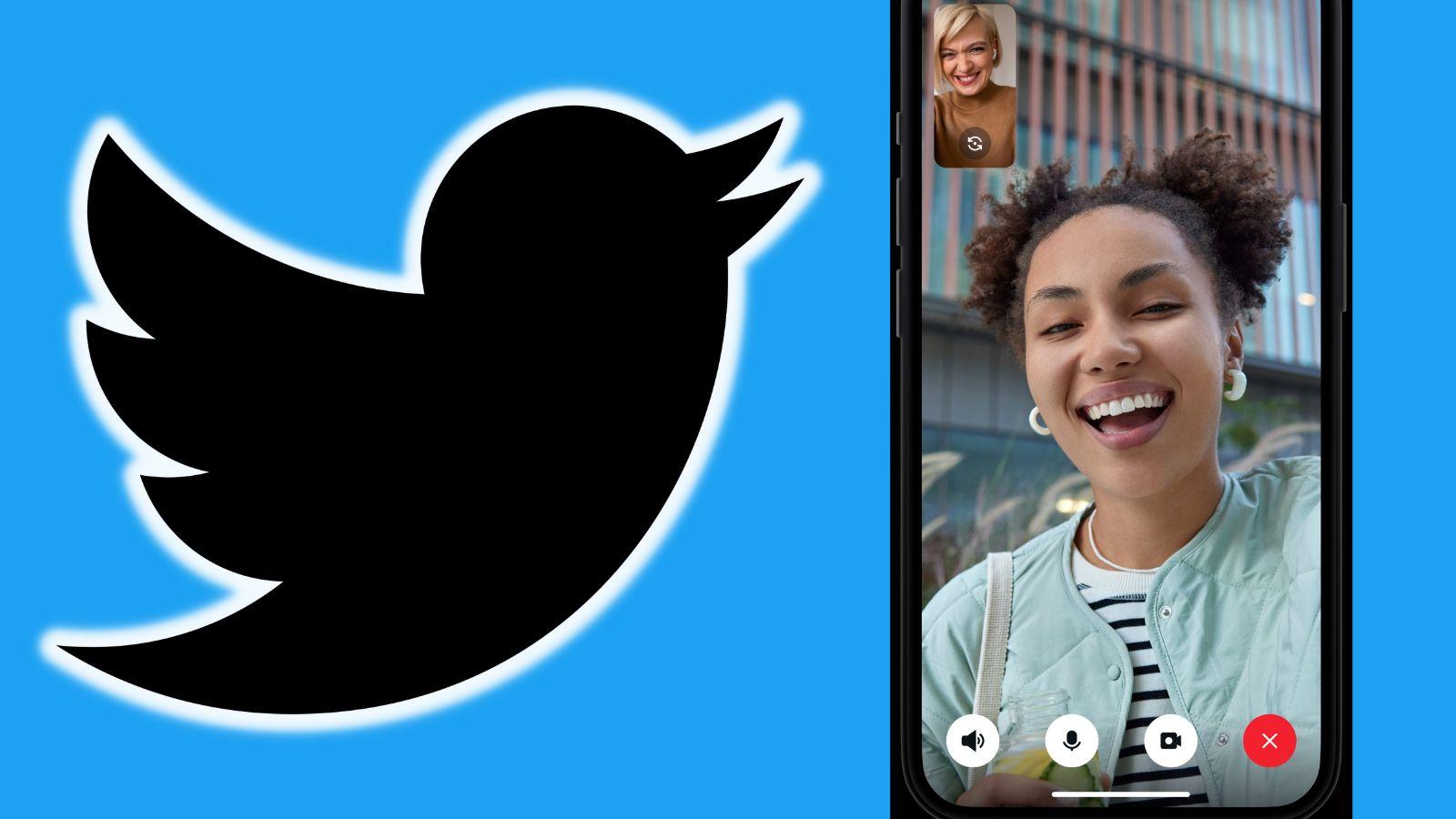 twitter video call feature with logo header