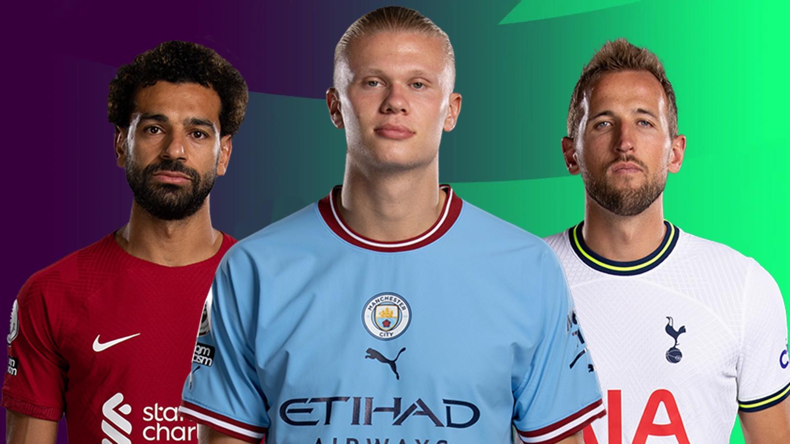 Mo Salah, Erling Haaland and Harry Kane on Fantasy Premier League background