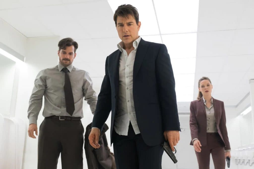 Tom Cruise, Henry Cavill, and Rebecca Ferguson in Mission: Impossible - Fallout