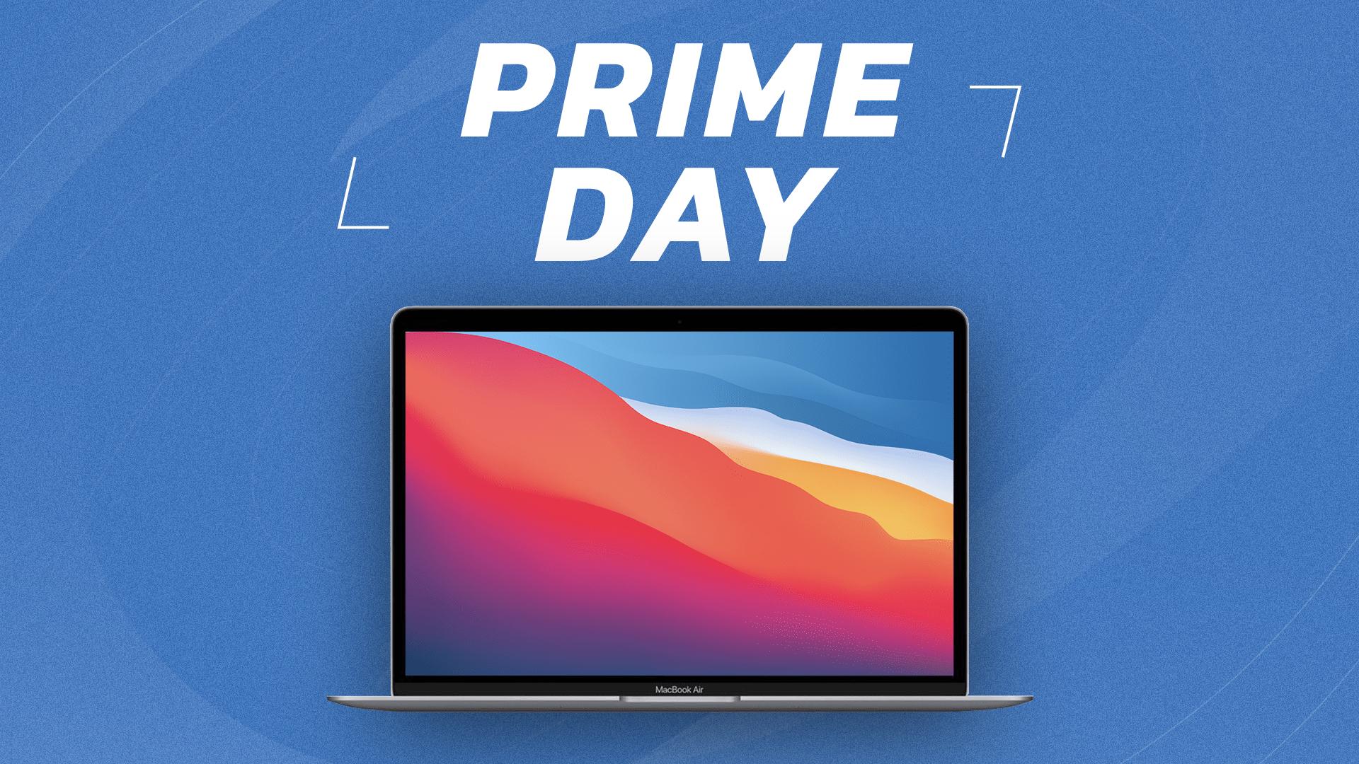 MAcBookj Air M1 Prime Day laptop on blue background