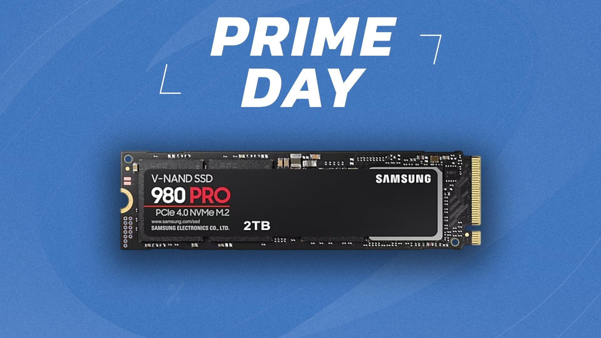 PS5 SSD on a blue background with prime day banner