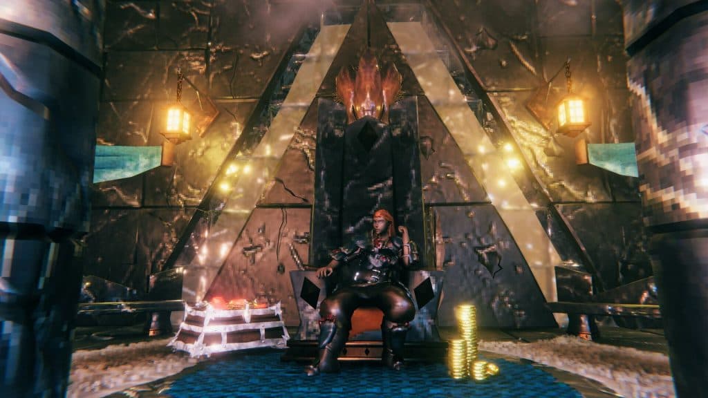 Valheim Viking sitting on a throne