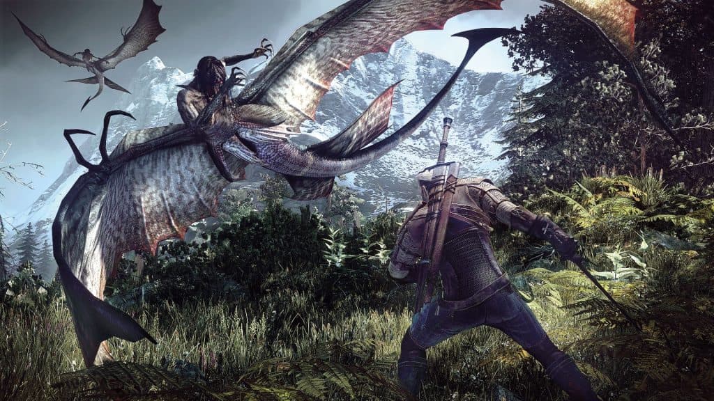 geralt attacking monster in the witcher 3