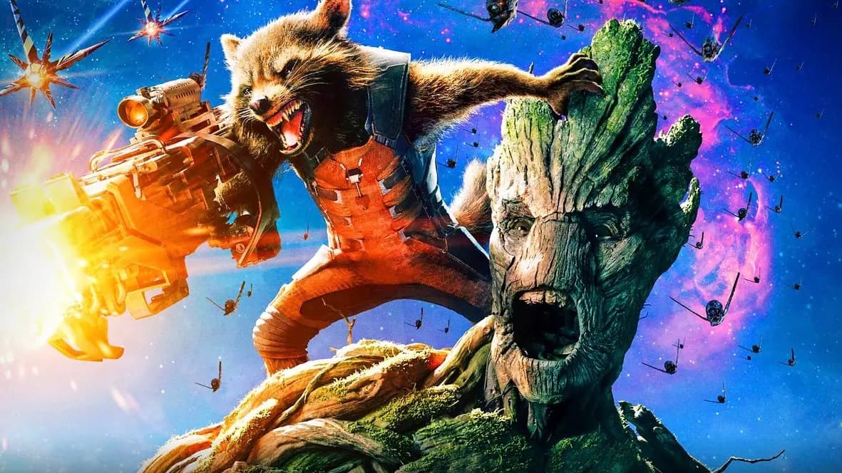 Rocket and Groot in Guardians of the Galaxy.