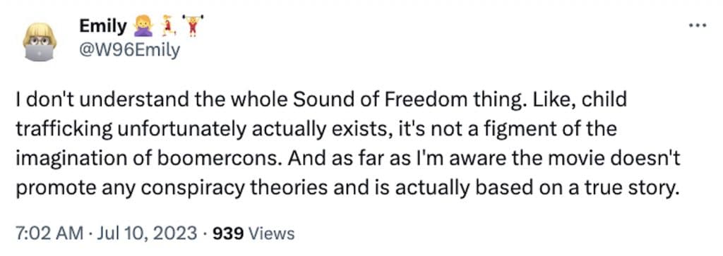 Tweet about Sound of Freedom