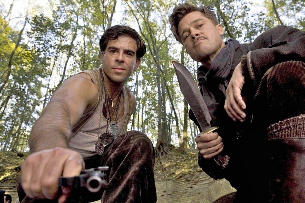 Eli Roth and Brad Pitt in Inglorious Basterds, one of the best war movies
