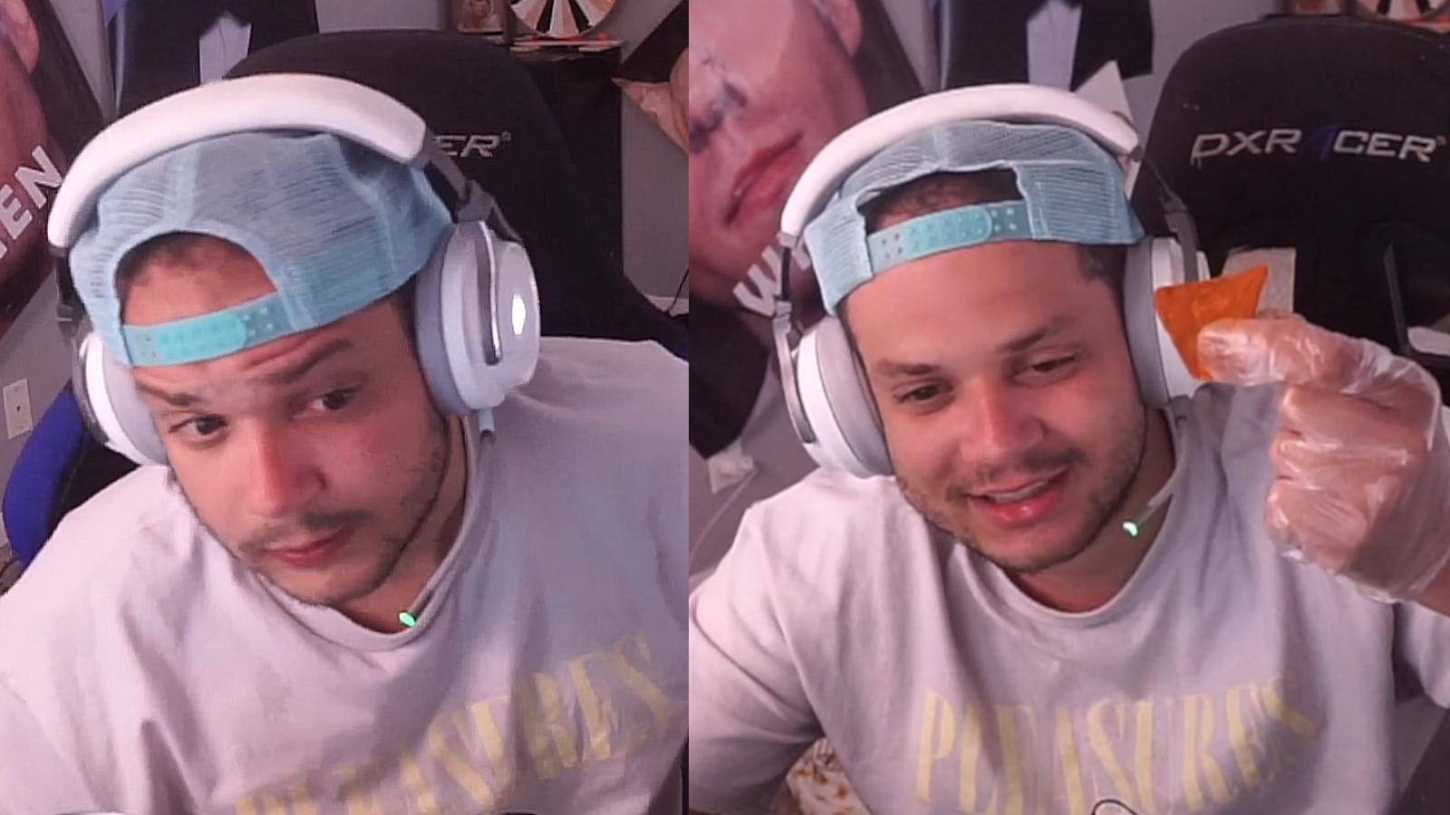 Twitch streamer Erobb before and after the hot chip challenge