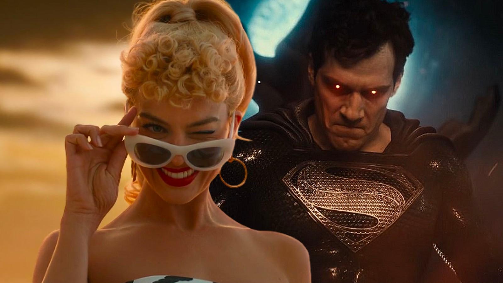 Margot Robbie as Barbie and Henry Cavill in Zack Snyder's Justice League cut