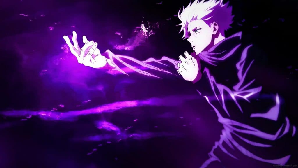 An image of Gojo's Hollow Purple in Jujutsu Kaisen