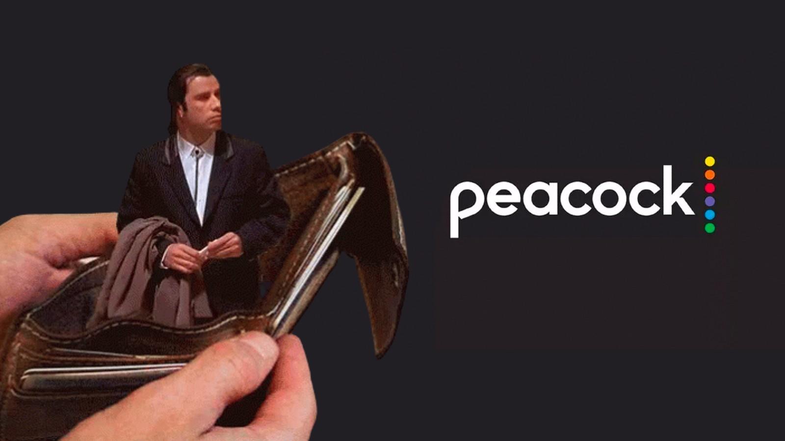 The Peacock logo and John Travolta Pulp Fiction wallet meme
