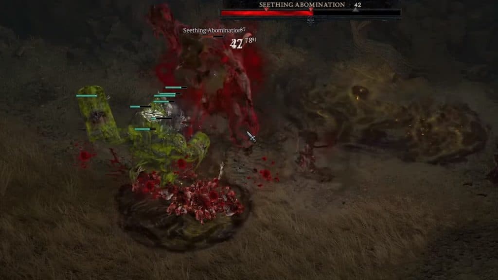 an image of a Seething Abomination being slaughtered in Diablo 4