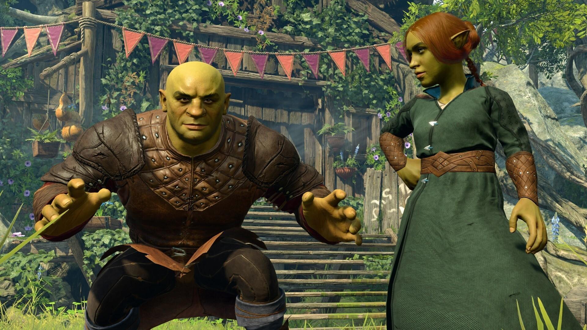 Baldur's Gate 3 Custom Shrek characters