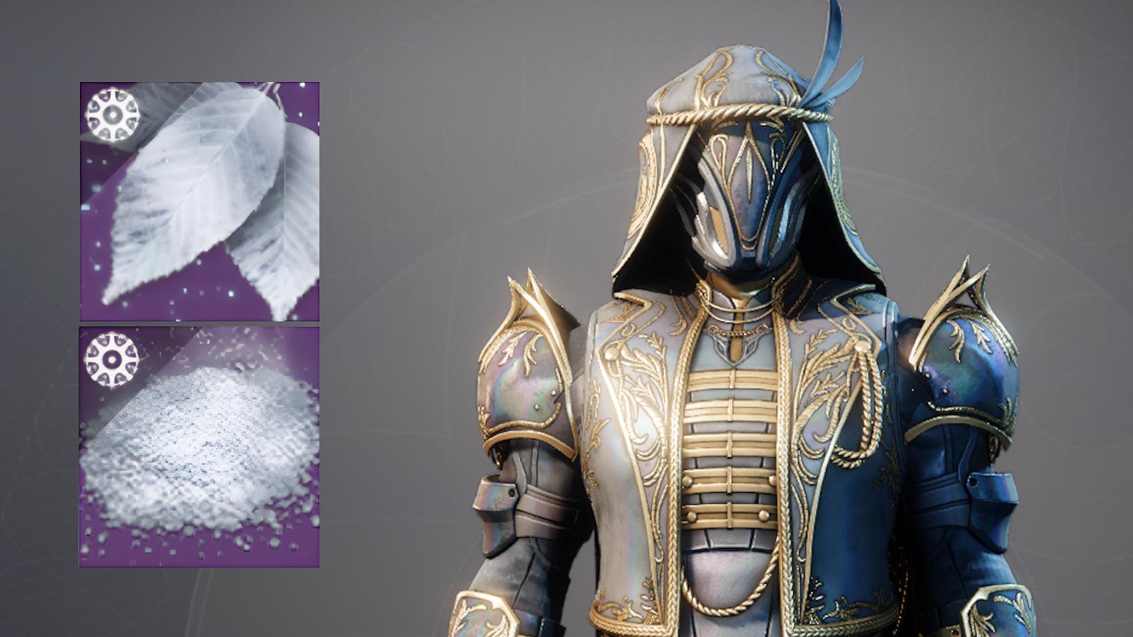Sunlit Armor from Destiny 2 with Silver Leaves and Silver Ash on left side.