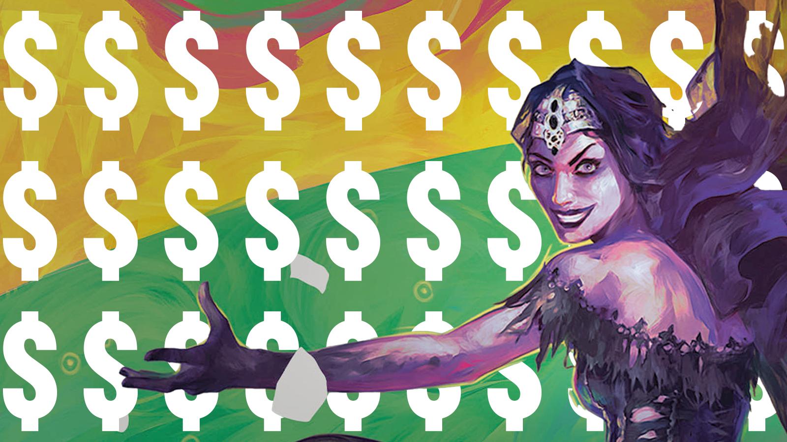 MTG Commander Masters art with dollar signs behind it