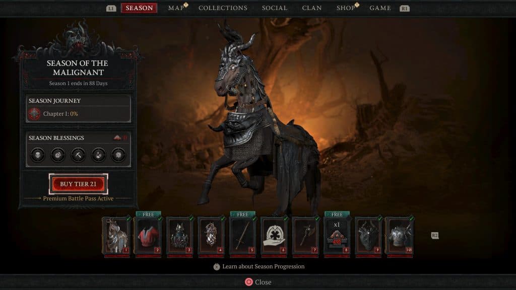 Diablo 4 Season 1 Battle Pass Tiers 1 to 10