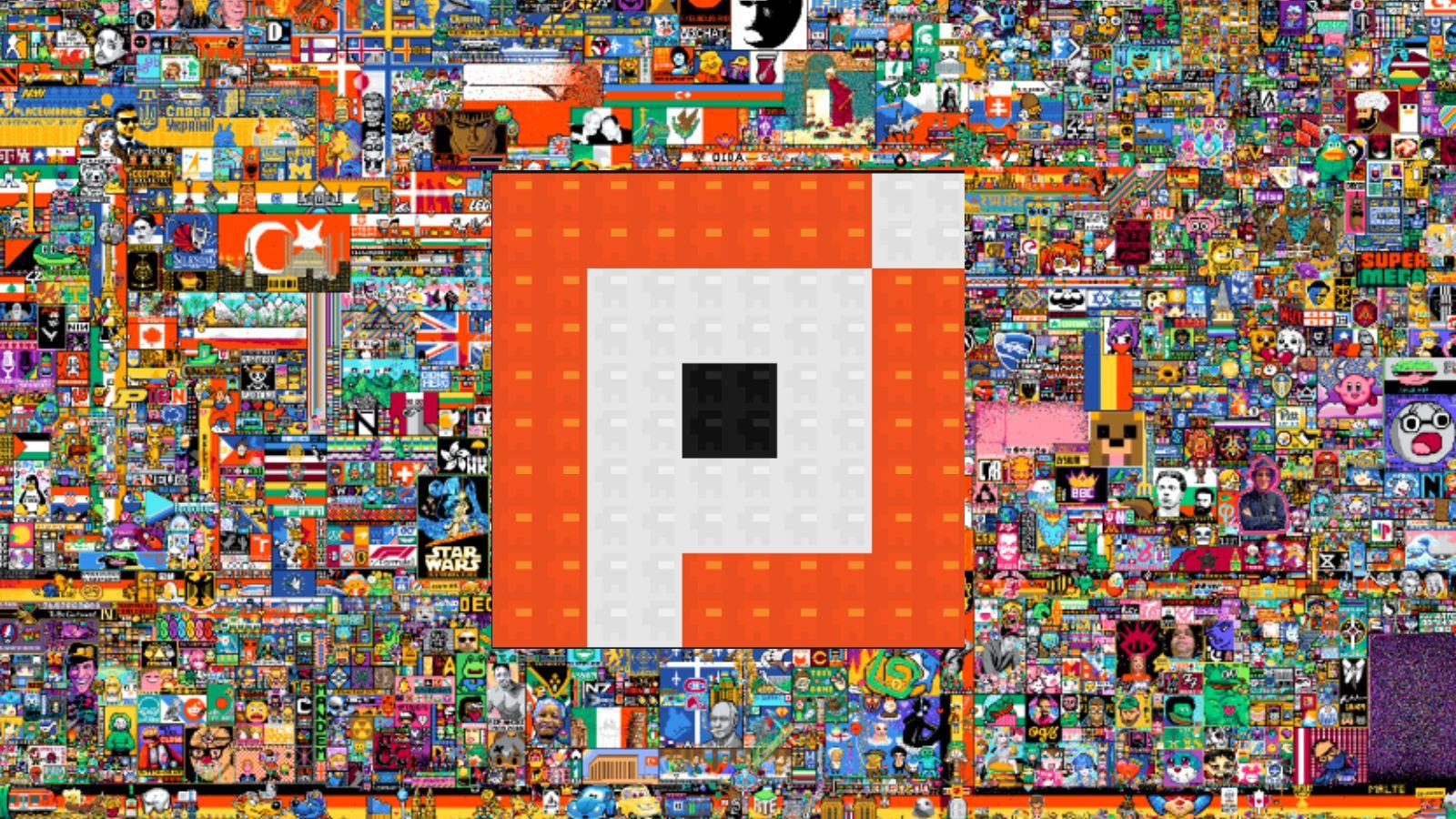 r/place screenshot from 2022 and r/place logo