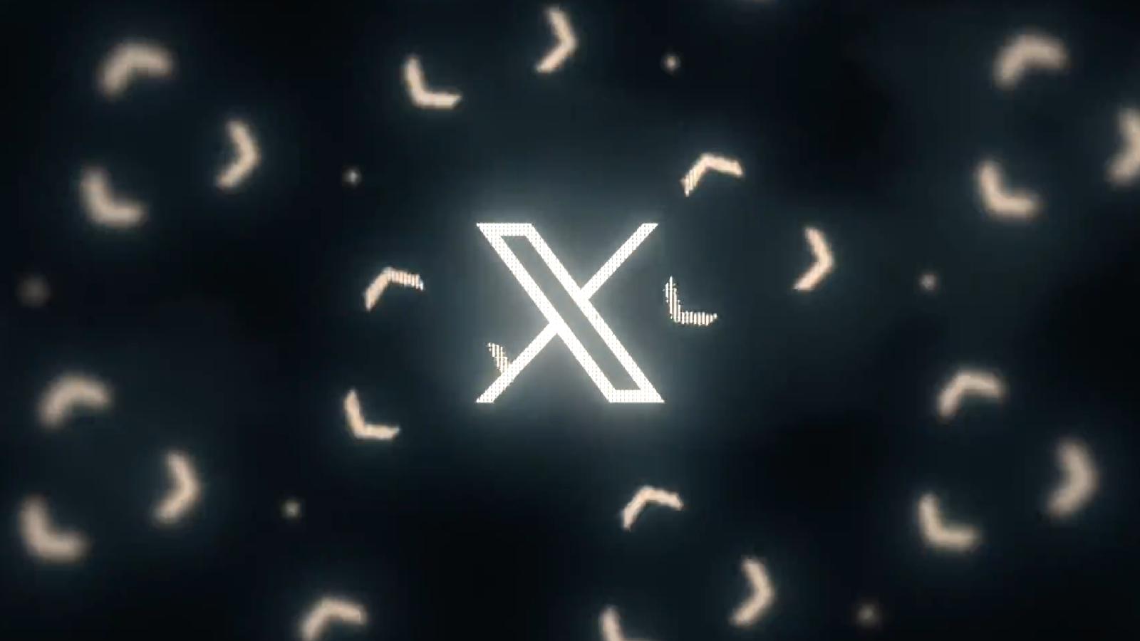 The X Logo on a black backgroudn with a pattern around it
