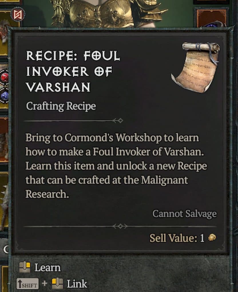 Recipe for the Foul Invoker of Varshan