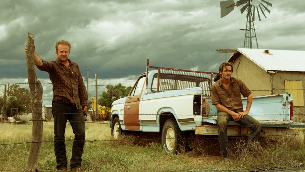 Ben Foster and Chris Pine in Hell or High Water, one of Taylor Sheridan's movies
