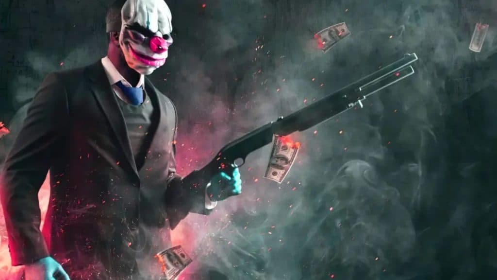 character in payday 3 holding a shotgun