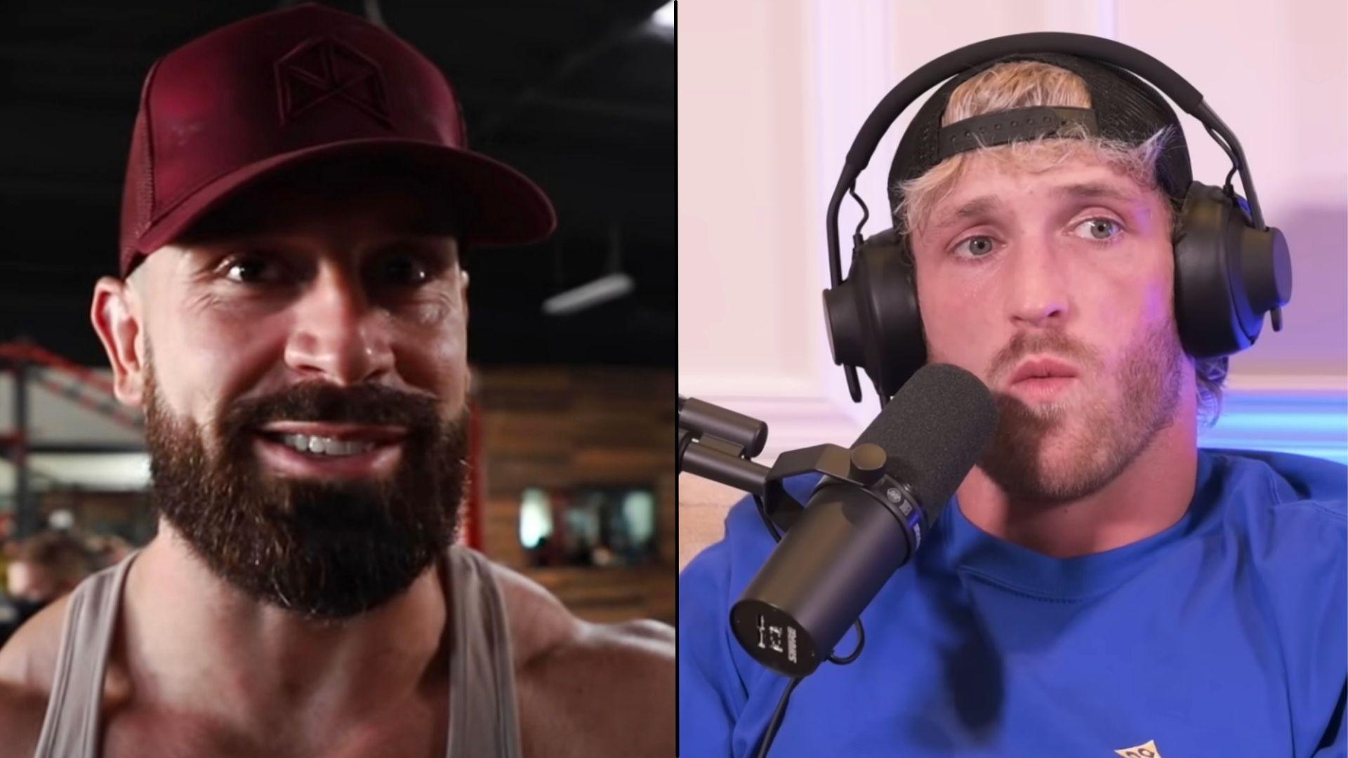 Bradley Martyn and Logan Paul side-by-side looking at cameras