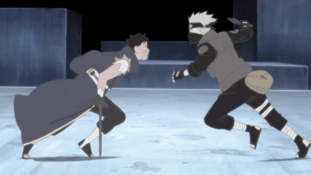 An image of Kakashi vs Obito from Naruto