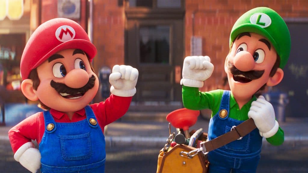 Super Mario Bros. Movie scene featuring Mario and Luigi