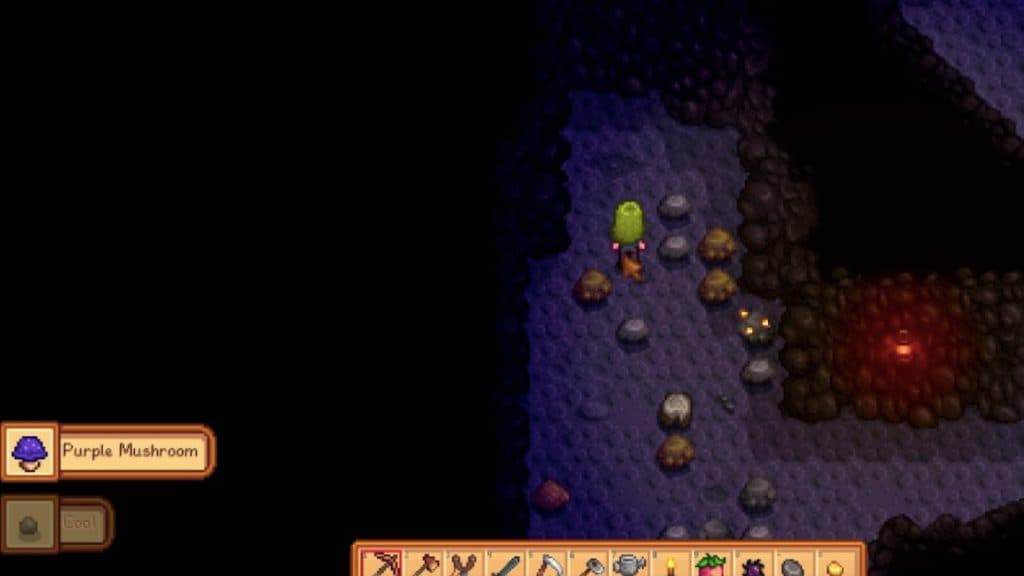 An image of Skull Cavern in Stardew Valley, where Purple Mushrooms can be found.