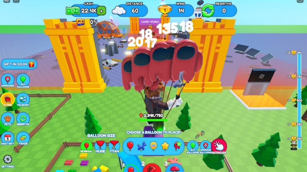 Balloon Simulator gameplay in Roblox