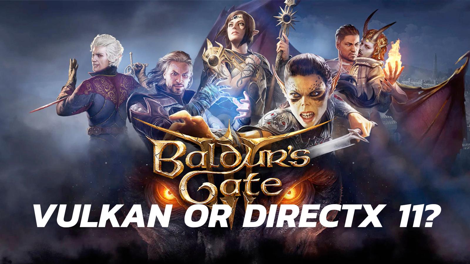 Baldur's Gate 3 key art with Vulkan or DirectX 11 over the top